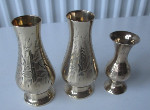 Brass posy vases - 3,