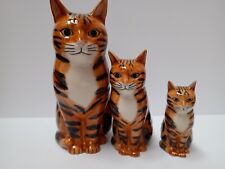 QUAIL REUBEN Porcelain 2011 Three Ginger Striped Cats ( See Pictures)