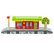 Bigjigs Rail Village Station, Wooden Train Set Accessories, Wooden Train Station