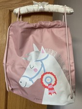 Joules Horse Drawstring PE Gym Swim School Bag Pink 