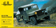 Heller 1/35 81105 1WW2 US Army Jeep Willis & Trailer