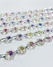 49pcs AB Crystal 14mm Octagon Chandelier Light Droplet Glass Beads Wedding Prism