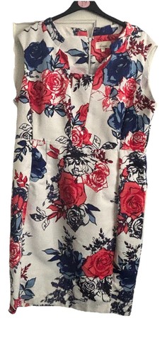 Linea white red blue floral - white,