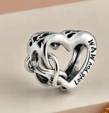 Infinity Mum Love You Heart Charm for bracelet s925 925 Sterling Silver Gift 