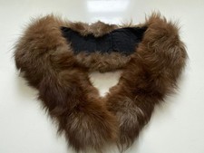 Vintage Brown Real Fox Fur Long Collar Scarf Hood Trim