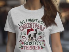 Xmas T Shirt Christmas TShirt Boston Terrier Dog Xmas Tee Holiday Shirt