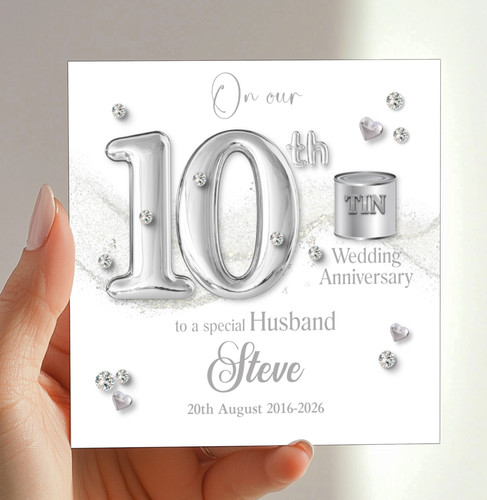 Personalised 10th tin wedding - personalised,