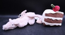JELLYCAT Rose Dragon Bag Charm 22cm & Gateaux Cake 9cm Soft Plush Toys - ZZ5