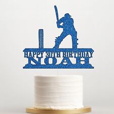 Personalised Cricket Cake Topper Custom Birthday Sports Party Glitter Decoration
