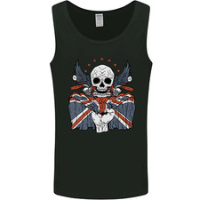British Biker Skull Motorcycle Motorbike Flag Mens Vest Tank Top