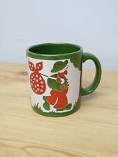 Vintage 1970s West Germany Pottery Waechtersbach Green Mug With Country Scene