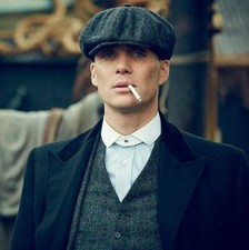 PEAKY BLINDERS TOMMY SHELBY HERRINGBONE BAKERBOY NEWSBOY FLAT CAP HAT 1920 GREY