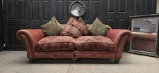 Superb tetrad Eastwood Midi 3 Seater Leather & Kilim fabric Sofa