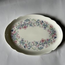 Vintage Wedgwood Angela Oval Tray platter dish 24cm x 17cm pink flowers 