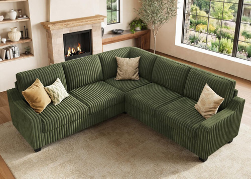 Corduroy convertible sectional - corduroy,