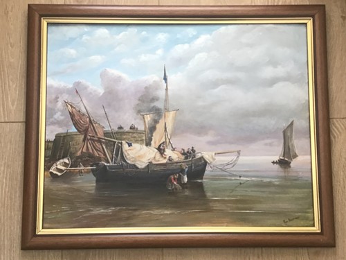 Vintage maritime oil painting - vintage,
