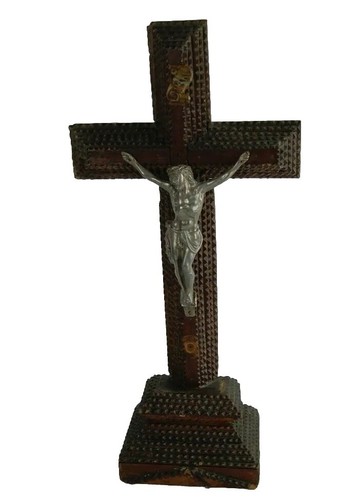 Tramp art crucifix - tramp,