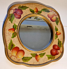 Vintage Round Medium Size Wall Mirror with Hand Painted Fruits