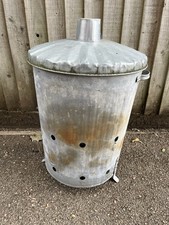 Incinerator Bin Fire Ash Galvanised Metal Outdoor Garden Waste Large