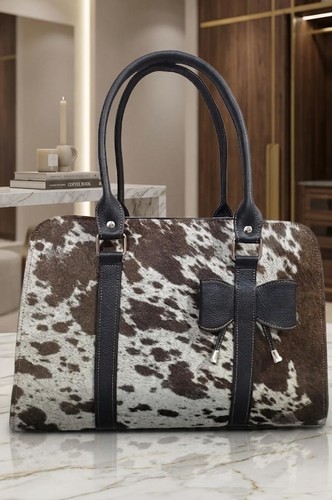 Genuine cowhide leather tote - cowhide,