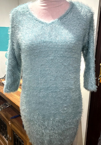 Fluffy eyelash jumper - eyelash, teal