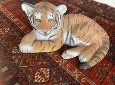 Living Stone Life Like Tiger Lying Down 15"x8" Ornament,Garden,Woodland,Made USA