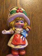 Vintage Girl With Doll Ornament Big Bonnett Blow Mold Christmas From Japan