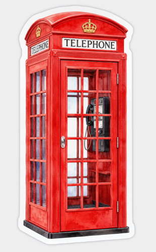 Red telephone booth - telephone, sticker