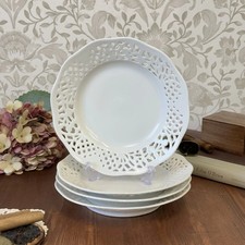 Vintage Schumann Arzberg Bavaria Pierced Porcelain Plates Set of 4 Dresden Style