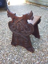 Antique Arts and Crafts Carved Oak Boot Stool Mythical Beasts