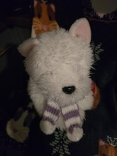 Russ Daisy Chain Press White Westie Dog Terrier + Scarf Soft Toy 13" sitting 