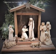 Handcrafted Barn Wood Creche For Willow Tree Nativity Set (figs not included)
