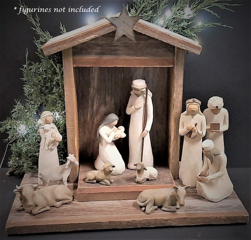 Handcrafted barn wood creche - handcrafted,