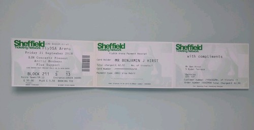 Arctic monkeys used ticket - monkeys,