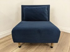 FUTON CHAIR Blue Velvet Kendal Bed Click-Clack Convertible Folding FREE DELIVERY