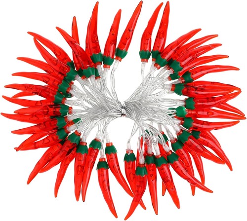 Imikeya red chili string light - red,