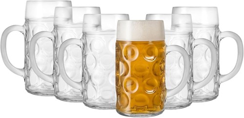 German beer stein glass - 6x, 1l