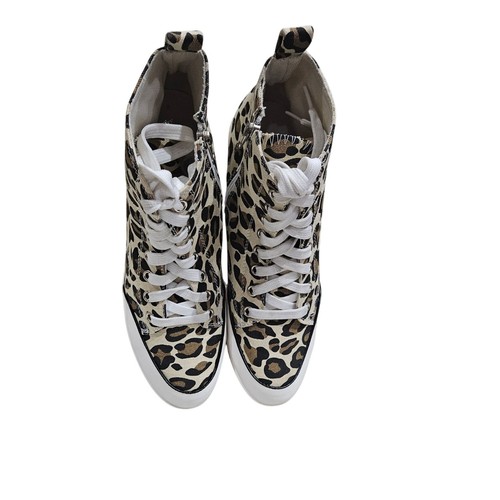 Leopard print wedge sneakers - leopard,