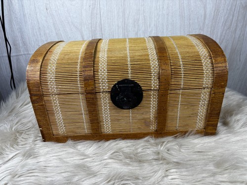 Vintage bamboo chest box woven - vintage,