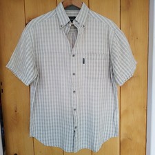 Le Chameau Shirt Men's Beige Check Shooting Hunting Country Game Short Sleeve M