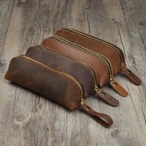 Vintage leather pencil bag - vintage,