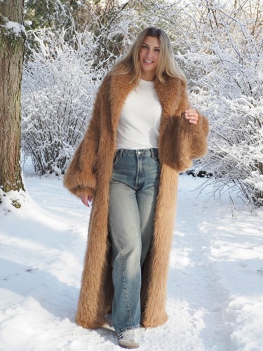 Mohair long coat camel - mohair, beige