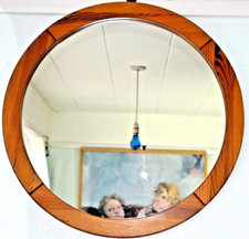 XXR)(T  PINE FRAME ROUND VINTAGE Style 24"Diameter 4KG PLAIN GLASS MIRROR