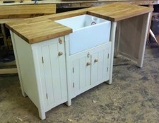 Bespoke Pine Freestanding Belfast Butler Sink Unit Oak Top Kitchen Utility Room