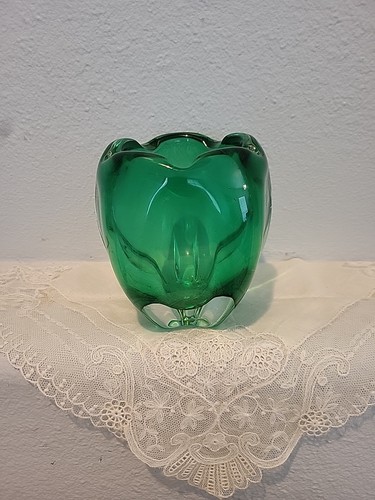 Vintage green glass ashtray - vintage,