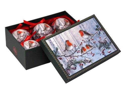 Traditional robin baubles - traditional,
