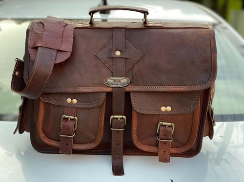 Leather men messenger laptop - leather, men's