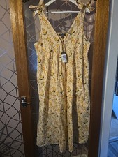Floral Summer Primark Maxi Dress Size 18 With tie Straps Peach, Yellow, Green.