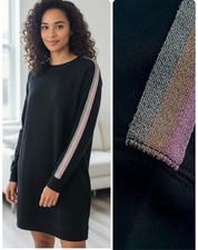 Ladies Marks Sweatshirt Nightie Long Sleeve Nightdress Lounge Glitter Stripe NEW