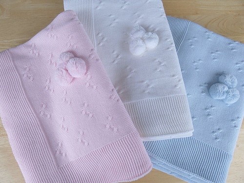 Baby knitted shawl blanket - knitted,